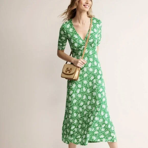 Boden | Dresses | Nwt Rebecca Jersey Midi Tea Dressgreen Tambourine 2p |  Poshmark